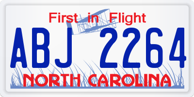 NC license plate ABJ2264