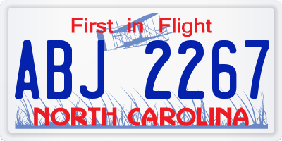 NC license plate ABJ2267