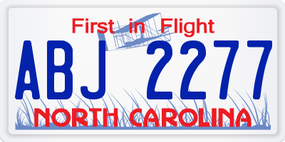NC license plate ABJ2277