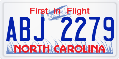 NC license plate ABJ2279