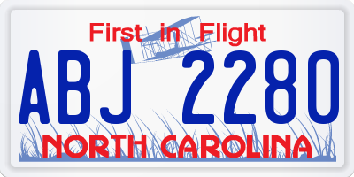 NC license plate ABJ2280