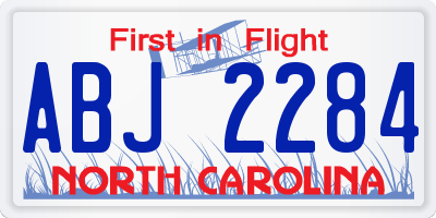 NC license plate ABJ2284
