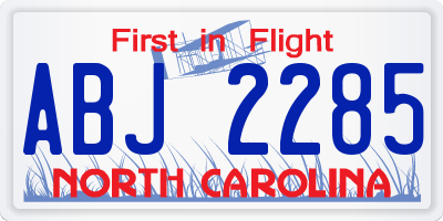 NC license plate ABJ2285