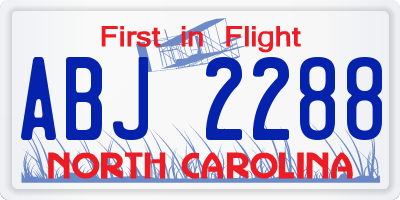 NC license plate ABJ2288