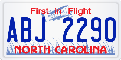 NC license plate ABJ2290