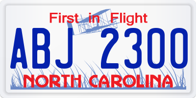 NC license plate ABJ2300