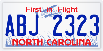 NC license plate ABJ2323