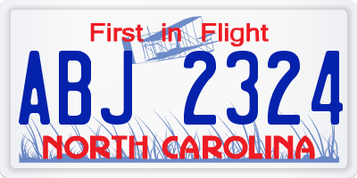 NC license plate ABJ2324