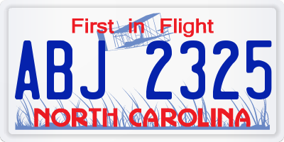 NC license plate ABJ2325