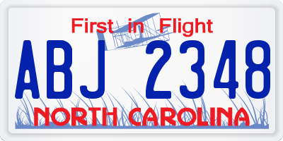 NC license plate ABJ2348