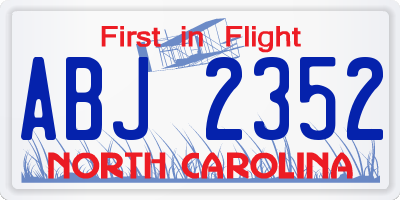 NC license plate ABJ2352