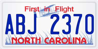 NC license plate ABJ2370