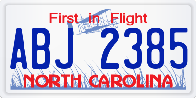NC license plate ABJ2385