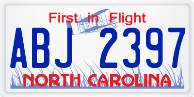 NC license plate ABJ2397