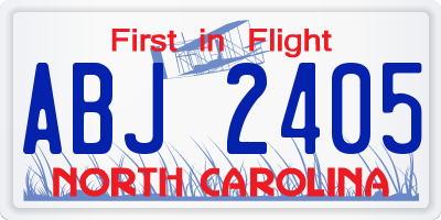 NC license plate ABJ2405