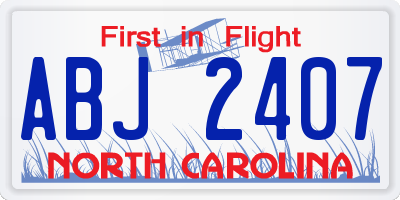 NC license plate ABJ2407