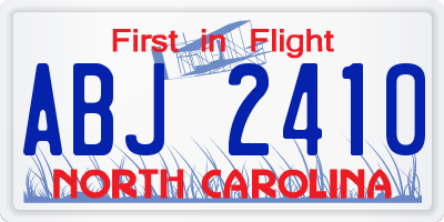 NC license plate ABJ2410