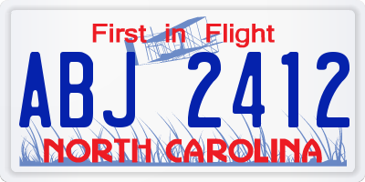 NC license plate ABJ2412