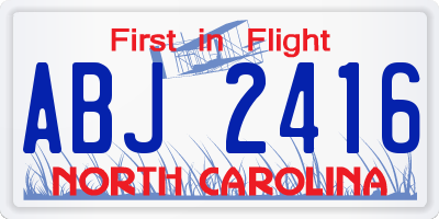 NC license plate ABJ2416
