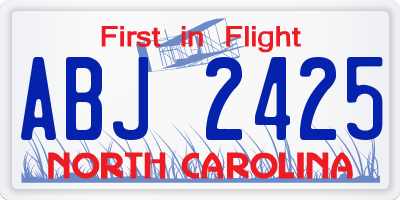 NC license plate ABJ2425