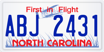 NC license plate ABJ2431