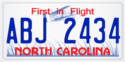 NC license plate ABJ2434