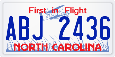 NC license plate ABJ2436