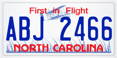 NC license plate ABJ2466
