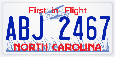 NC license plate ABJ2467
