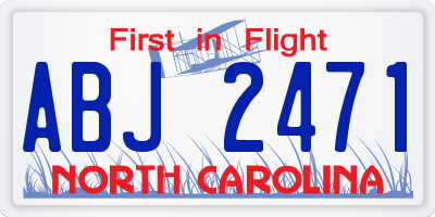 NC license plate ABJ2471