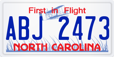 NC license plate ABJ2473
