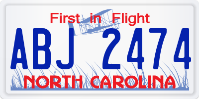 NC license plate ABJ2474
