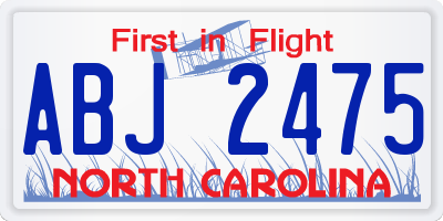NC license plate ABJ2475