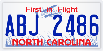 NC license plate ABJ2486