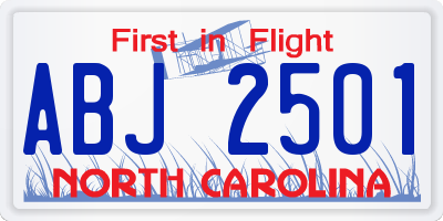 NC license plate ABJ2501