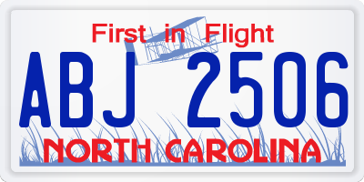 NC license plate ABJ2506