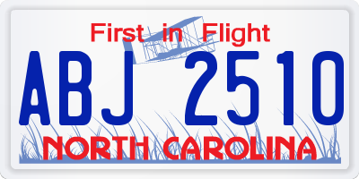 NC license plate ABJ2510