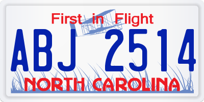 NC license plate ABJ2514