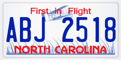 NC license plate ABJ2518