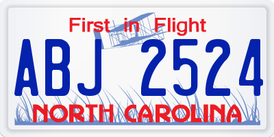 NC license plate ABJ2524