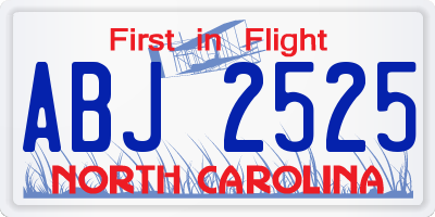NC license plate ABJ2525