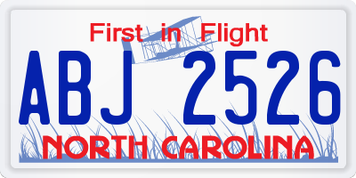 NC license plate ABJ2526