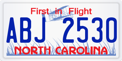 NC license plate ABJ2530
