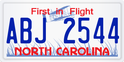 NC license plate ABJ2544