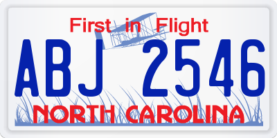 NC license plate ABJ2546