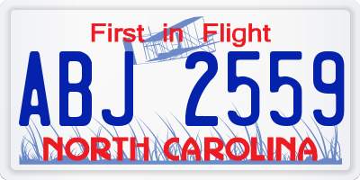 NC license plate ABJ2559