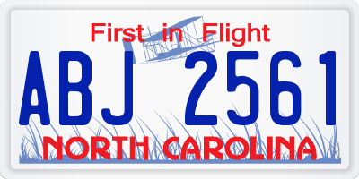 NC license plate ABJ2561