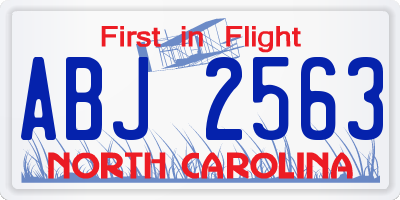 NC license plate ABJ2563