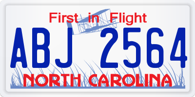 NC license plate ABJ2564