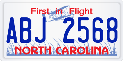NC license plate ABJ2568